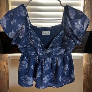 Hollister Navy Floral Blouse